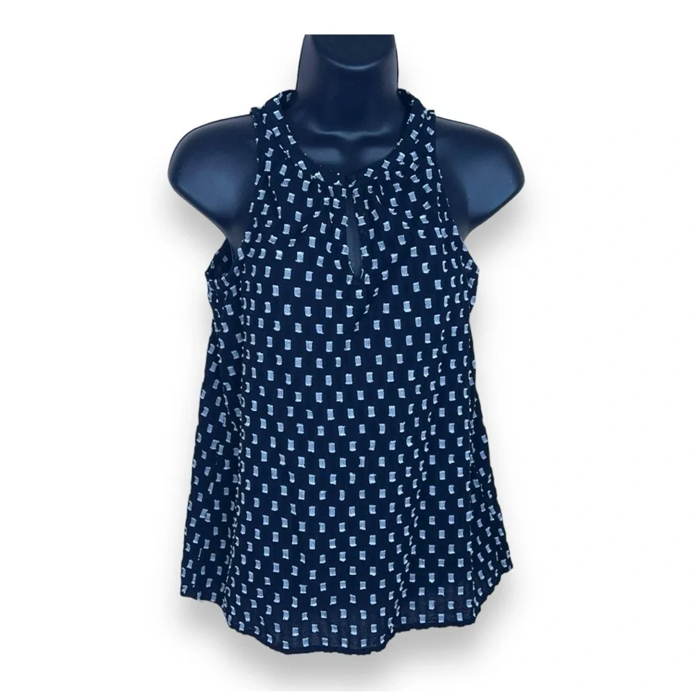 XS OLD NAVY BLACK GREY WHITE CHECKERED SLEEVELESS TOP BLOUSE TANK